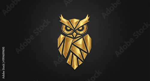Golden Geometric Owl Logo Design.