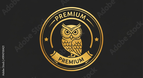 Golden Owl Emblem Premium Quality Badge Design.