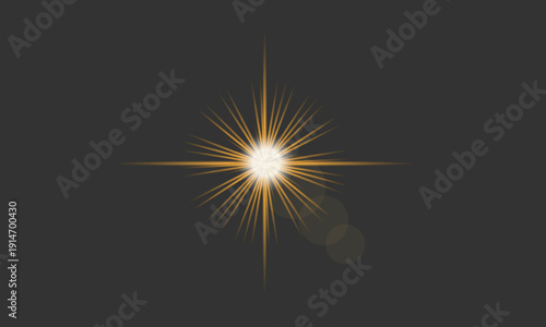 A bright shining star with rays on a dark background