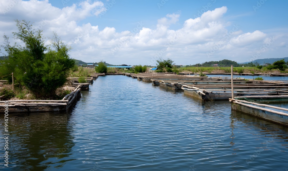Fototapeta premium Fish ponds aquaculture big