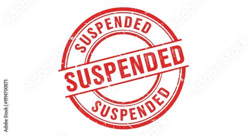 Red grunge rubber stamp graphic clearly indicating administrative action with the word suspended repeated