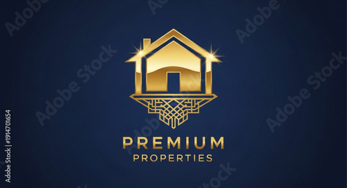 Golden Premium Properties Logo with House and Basketball Hoop.