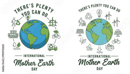 International mother earth day icons set