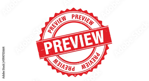 Distressed red rubber stamp graphic prominently displaying the word preview on white background