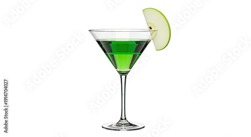 Green Apple Martini with Apple Slice Garnish