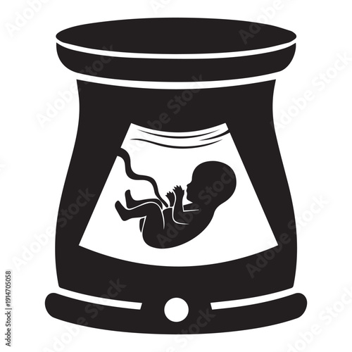 Ultrasound scan fetus icon Silhouette vector black on a white background
