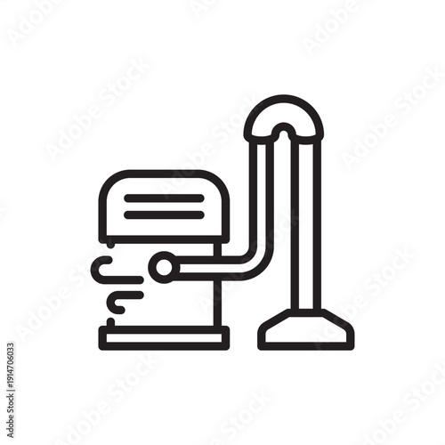 Cleanroom vacuum icon. HEPA or ULPA filtration, representing dust-free semiconductor manufacturing, ESD-safe cleaning, sterile laboratory maintenance, and high-purity industrial facility engineering.