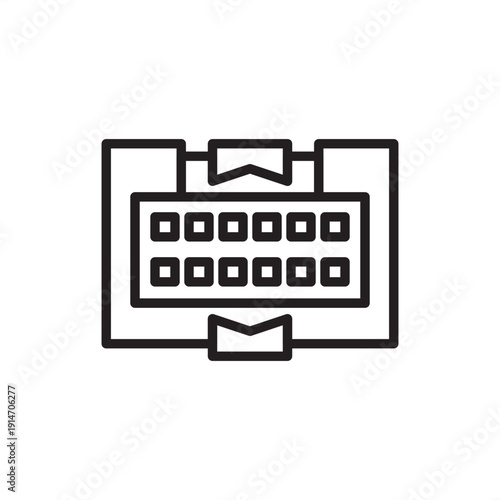 Wafer carrier icon. Semiconductor transport and contamination control, representing FOUP pods, silicon wafer cassettes, automated material handling, and high-purity microchip fabrication hardware.