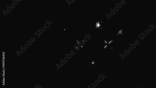 Wallpaper Mural Twinkling stars in flat cartoon style glowing over a black background. Star twinkle animation with dreamy glowing white Star. Torontodigital.ca