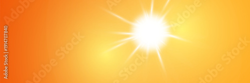 Sunny background, sun with lens flare, hot weather concept, vector summer background illustration.