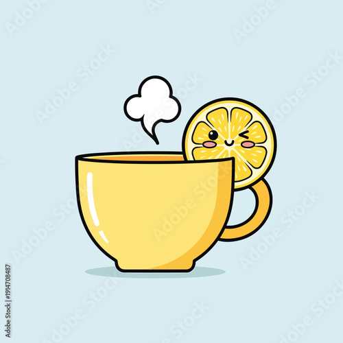 Hot Lemon Tea in Yellow Mug