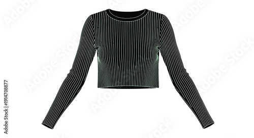 Green long sleeved crop top isolated on a white background