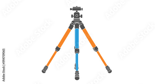 Colorful tripod with a panoramic head isolated on a white background