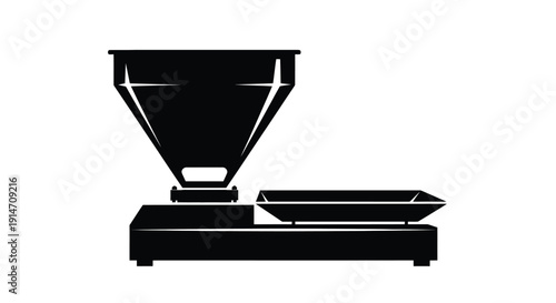 Simple black and white illustration of a vintage balance scale
