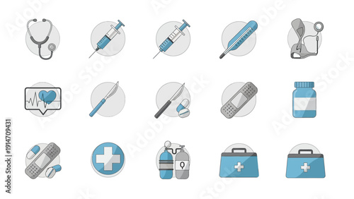 Collection of medical and healthcare icons