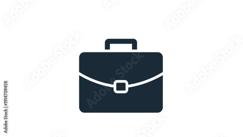 Icon of a dark blue briefcase with white accents on a white background.