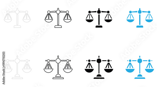 justice scale icon vector, law scale icon symbol vector, silhouette and line art illustration