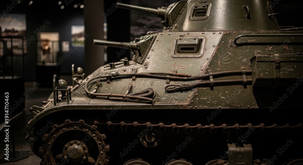 Fototapeta premium Old Military Tank Display in Museum