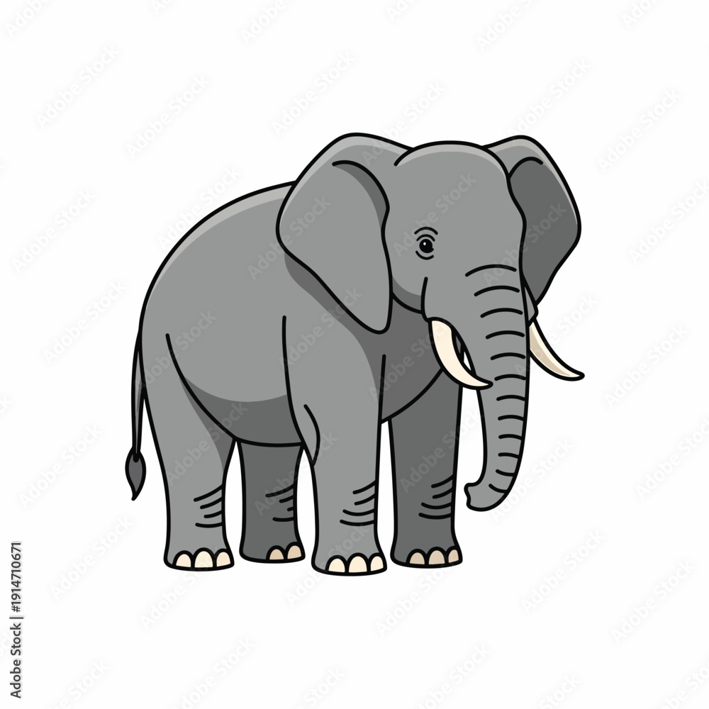 Obraz premium Gray Elephant Cartoon Character
