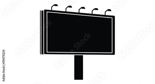 A simple black and white illustration of a blank billboard sign