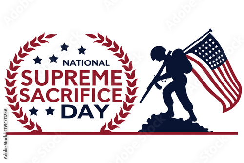 National Supreme Sacrifice Day Design, Courage, Service, and Sacrifice Vector Illustration