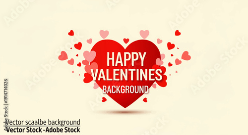 Happy Valentines Day Background Design with Flying Hearts