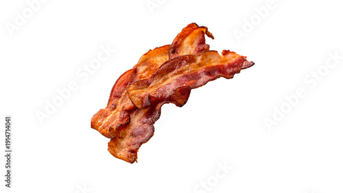 Tableau sur toile Crispy bacon strips isolated on transparent background