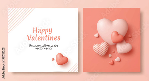 Elegant 3D hearts background for a romantic Valentine's Day celebration, perfect for social media greetings and heartfelt messages
