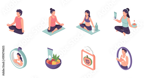 A serene moment captured as a woman reflects in a mirror, ideal for self-care and mindfulness content.