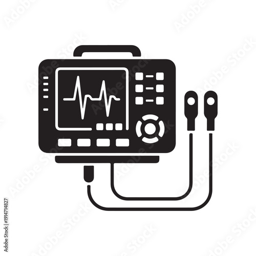 Medical electrocardiogram machine with heart rate monitor display