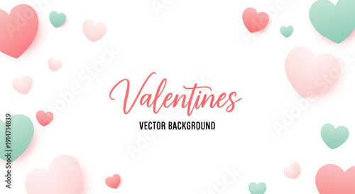 Gentle pastel hearts float gracefully on a clean white background, forming a beautiful vector illustration that evokes feelings of love, romance, and heartfelt celebration