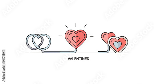 Abstract Representation of Linked Hearts, Celebrating Love and Connection on Valentine's Day