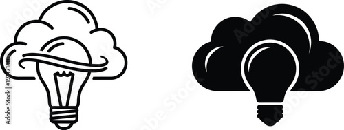 Light bulb and cloud symbols