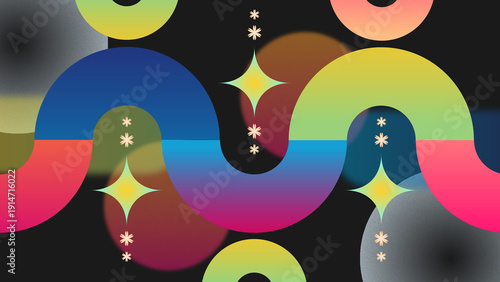 Abstract Rainbow Wave with Star Shapes Background