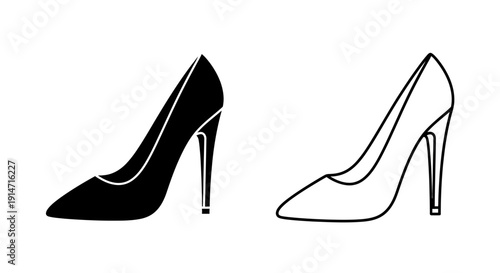 Elegant black and white high heels shoes pair fashionable design Vector