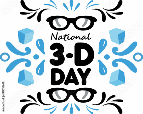 NATIONAL 3-D DAY vector illustration isolated on white background