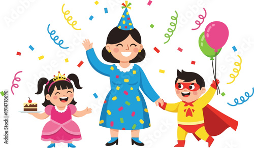 Children celebrating a birthday party.