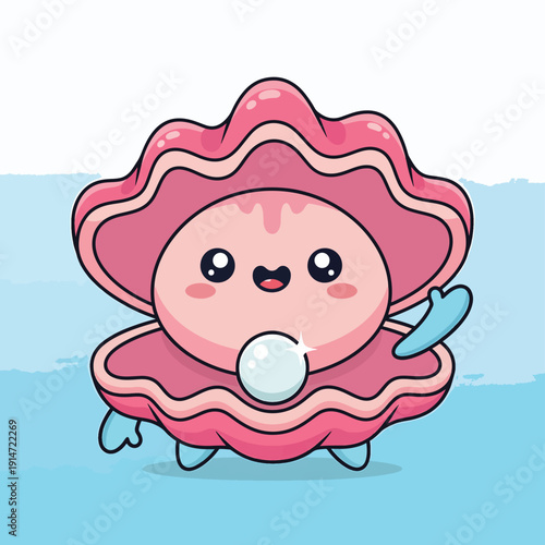 Pearl Inside Pink Clamshell