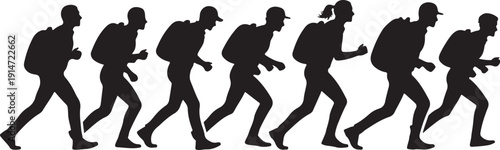 Silhouette of a man running in different motion phases