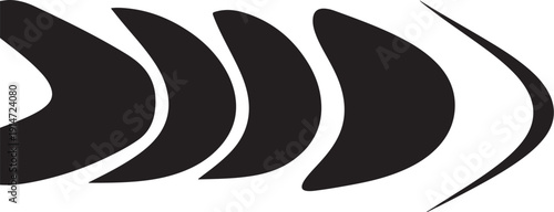 Black curved shapes on a white background design element