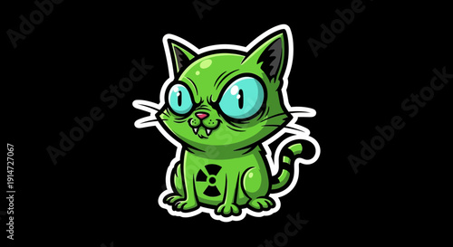 Cartoon Green Cat Character.