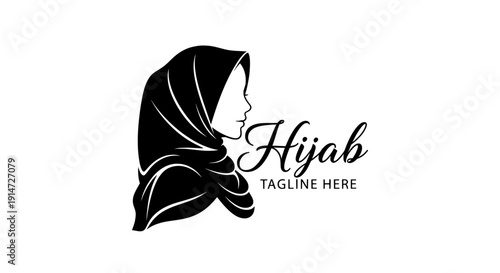 Hijab logo design featuring a woman silhouette profile