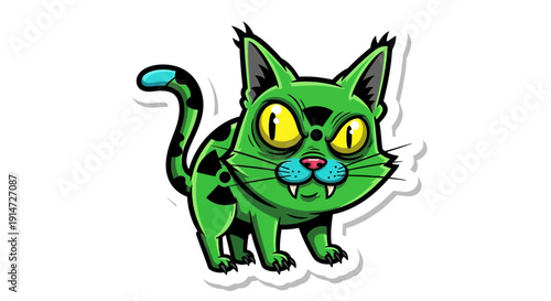 Cartoon Green Cat Character.