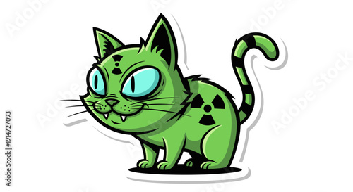 Cartoon Green Cat Character.