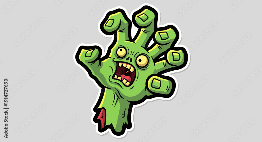 Obraz premium Cartoon Green Monster Hand.