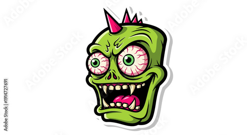 Cartoon Green Monster Face.