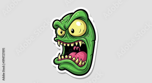 Cartoon Monster Face Sticker.