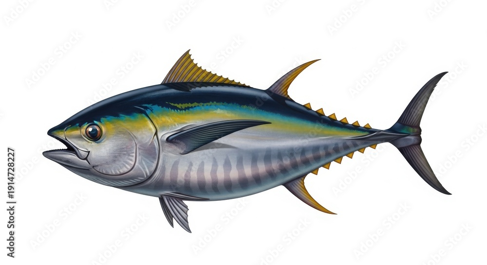 Fototapeta premium Tuna Fish Illustration Isolated White.