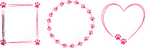 paw print frame heart circle square decorative line borders
