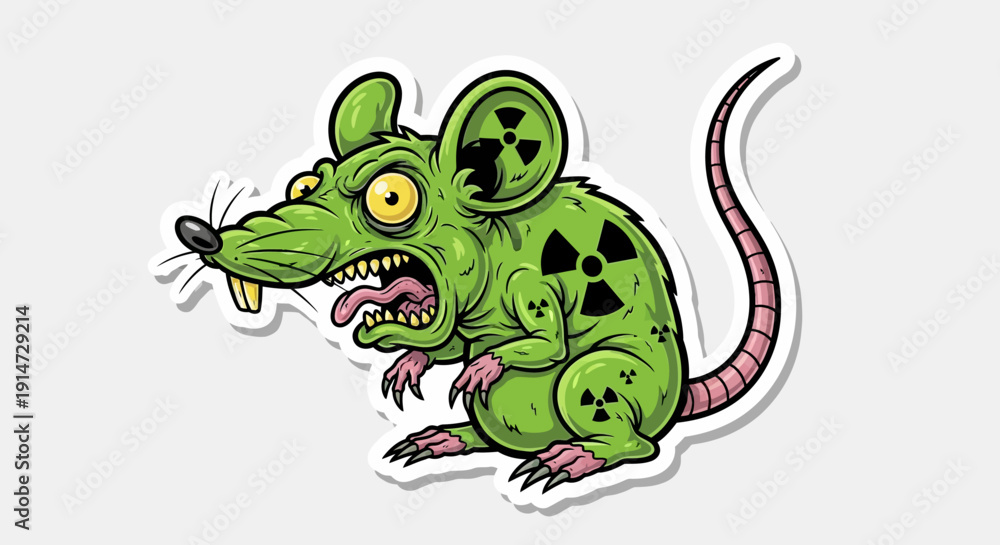 Obraz premium Radioactive Green Cartoon Mouse.